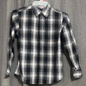 Boys Wrangler Monochrome Plaid Button Down Shirt